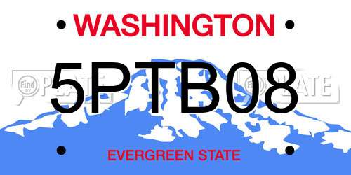 5PTB08 Washington License Plate