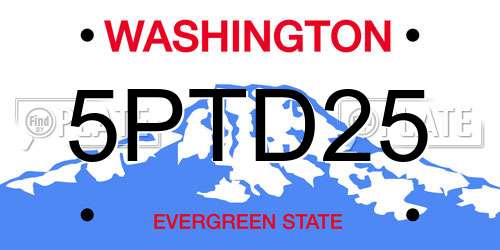 5PTD25 Washington License Plate