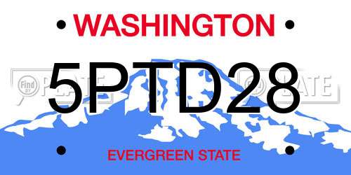 5PTD28 Washington License Plate