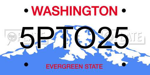 5PTO25 Washington License Plate