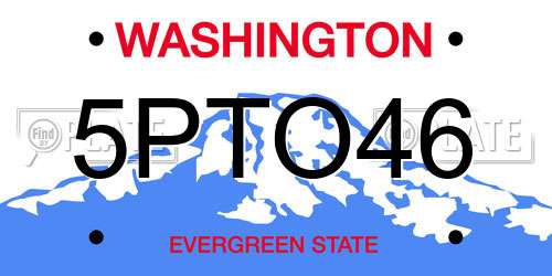 5PTO46 Washington License Plate