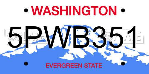5PWB351 Washington License Plate