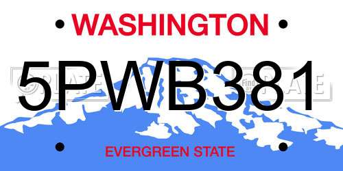 5PWB381 Washington License Plate