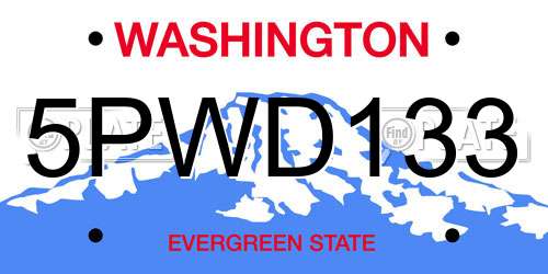 5PWD133 Washington License Plate