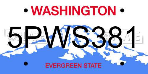 5PWS381 Washington License Plate