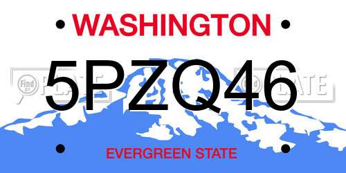 5PZQ46 Washington License Plate