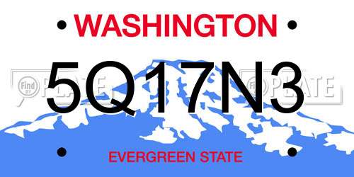 5Q17N3 Washington License Plate