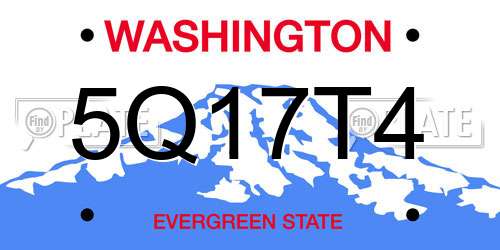 5Q17T4 Washington License Plate