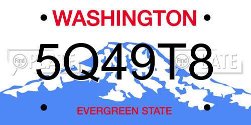 5Q49T8 Washington License Plate