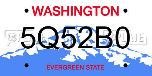 5Q52B0 Washington License Plate