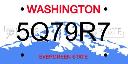 5Q79R7 Washington License Plate