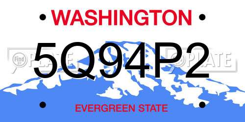 5Q94P2 Washington License Plate