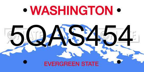 5QAS454 Washington License Plate
