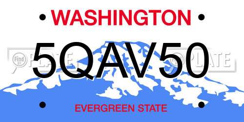 5QAV50 Washington License Plate