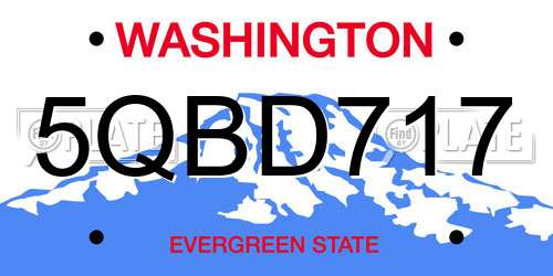 5QBD717 Washington License Plate