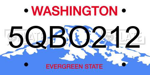 5QBO212 Washington License Plate