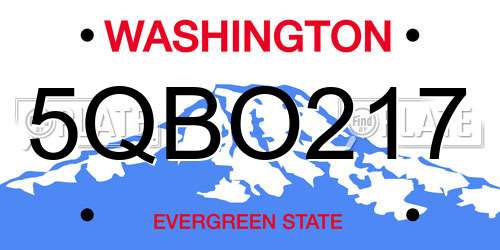 5QBO217 Washington License Plate