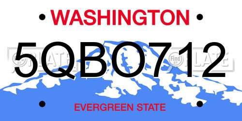 5QBO712 Washington License Plate