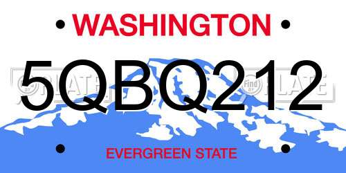 5QBQ212 Washington License Plate