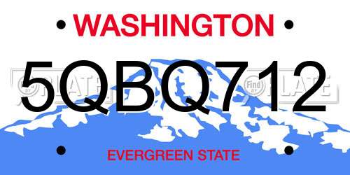 5QBQ712 Washington License Plate