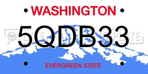 5QDB33 Washington License Plate