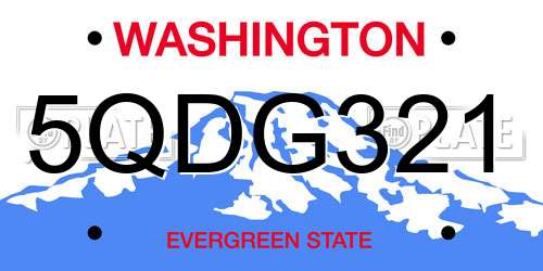 5QDG321 Washington License Plate