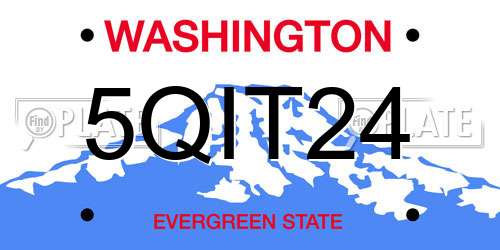 5QIT24 Washington License Plate