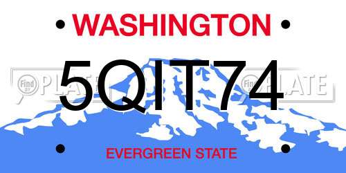 5QIT74 Washington License Plate