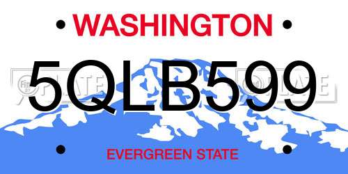 5QLB599 Washington License Plate