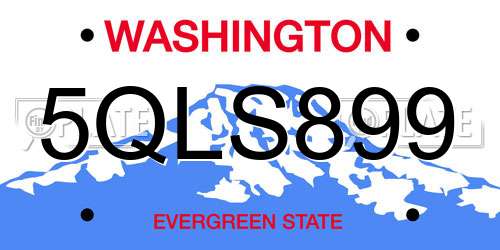 5QLS899 Washington License Plate