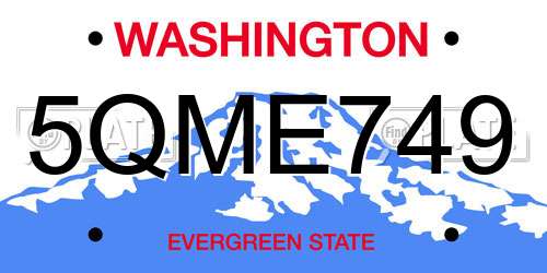 5QME749 Washington License Plate