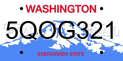 5QOG321 Washington License Plate