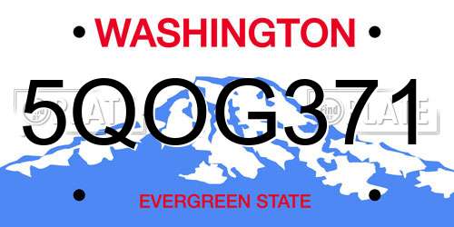 5QOG371 Washington License Plate