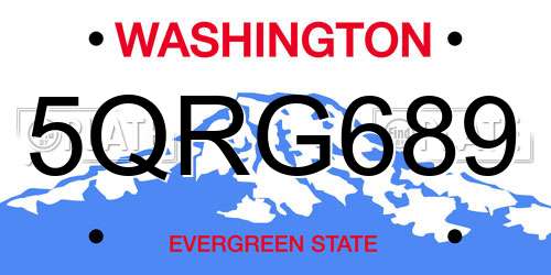5QRG689 Washington License Plate