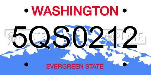 5QS0212 Washington License Plate