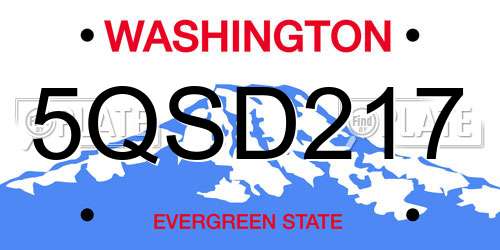 5QSD217 Washington License Plate