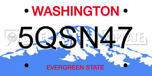 5QSN47 Washington License Plate