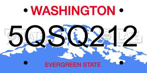 5QSQ212 Washington License Plate