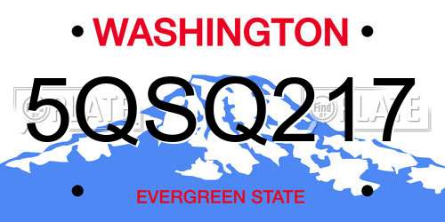 5QSQ217 Washington License Plate