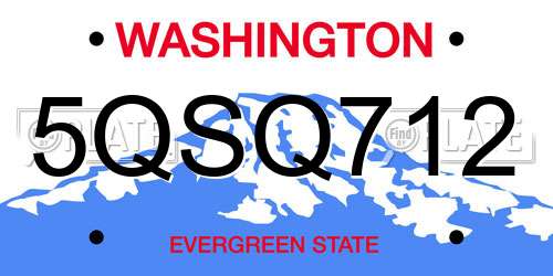 5QSQ712 Washington License Plate