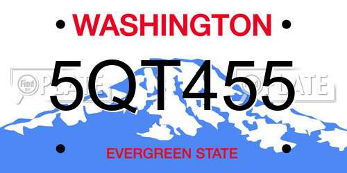 5QT455 Washington License Plate