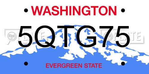 5QTG75 Washington License Plate
