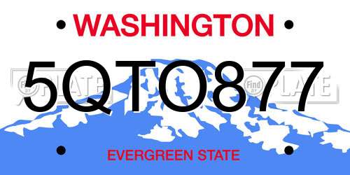5QTO877 Washington License Plate