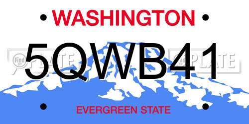 5QWB41 Washington License Plate