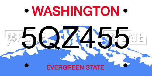 5QZ455 Washington License Plate
