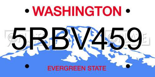 5RBV459 Washington License Plate