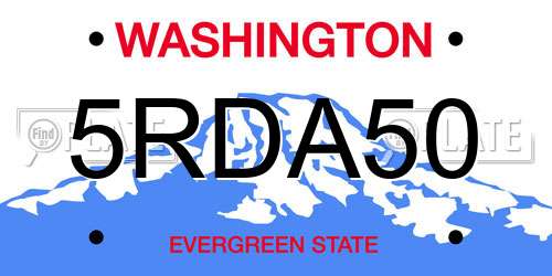 5RDA50 Washington License Plate