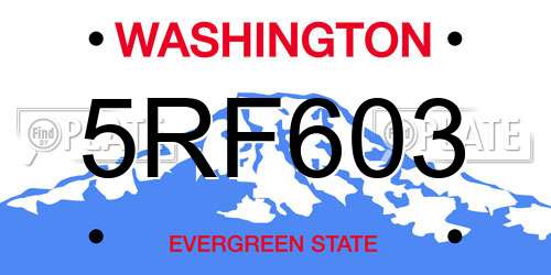 5RF603 Washington License Plate