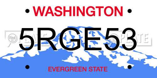 5RGE53 Washington License Plate
