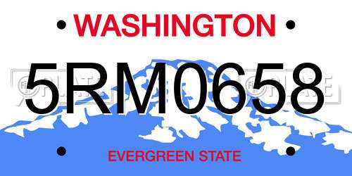 5RM0658 Washington License Plate